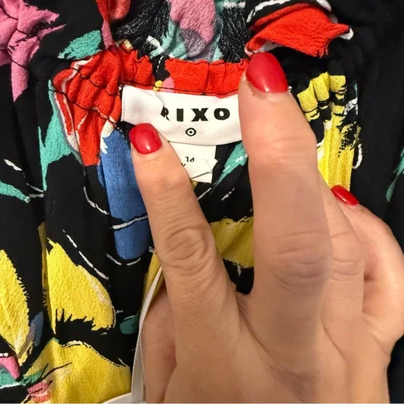 NWT RIXO  Floral Off the Shoulder Puff Maxi Dress Black 14 - Picture 13 of 16